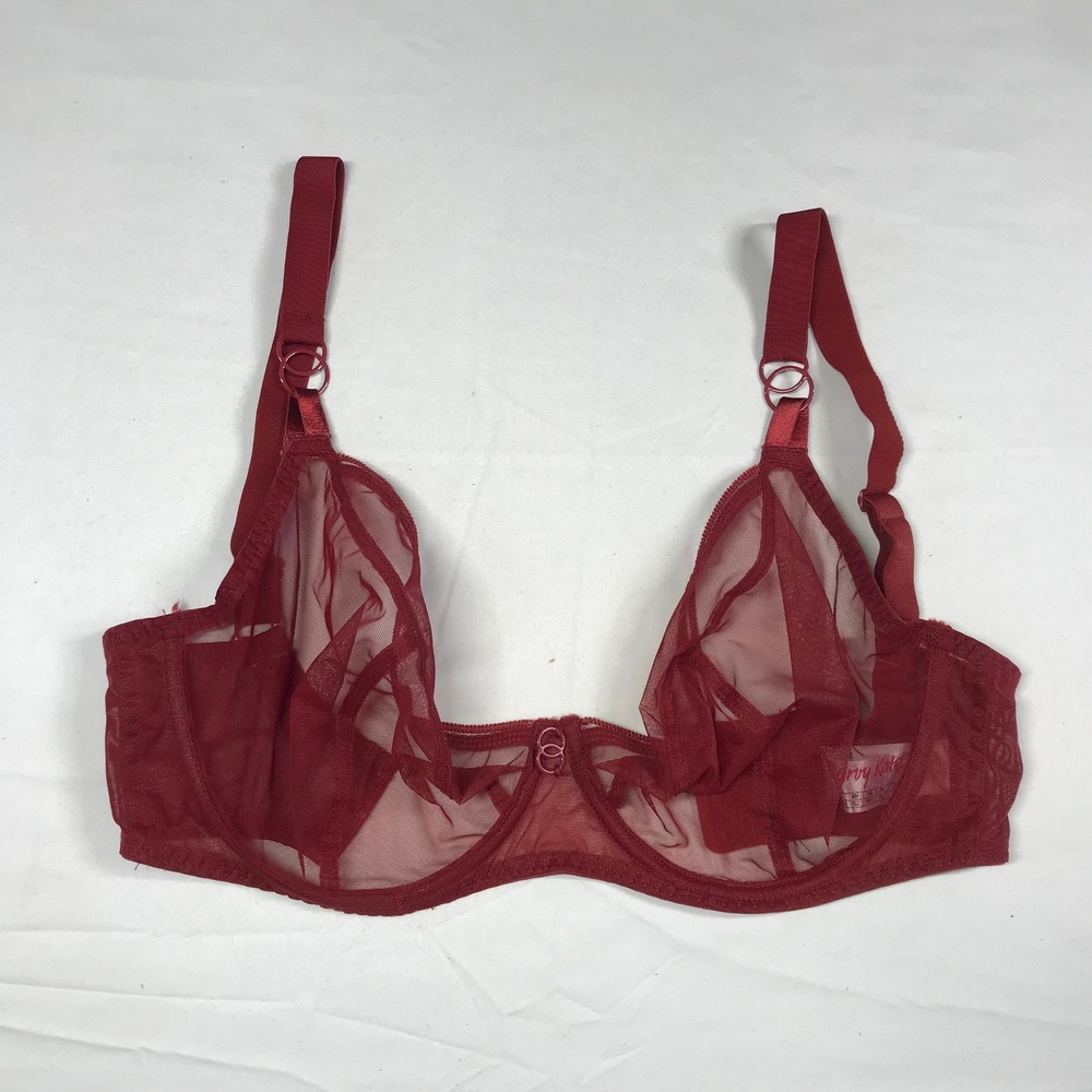 Curvy Kate Lifestyle Plunge Bra Red Sheer Mesh Underwire CK5711 32J US 32GG UK